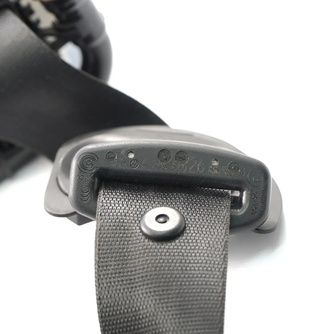 Belt Front Right O/S Safety Belt Black to Mercedes W246 Seat with Part number A2468602685 Mercedes W246 Seat Belt Front Right O/S Safety Belt Black - SKU A2468602685 - Part number A2468602685