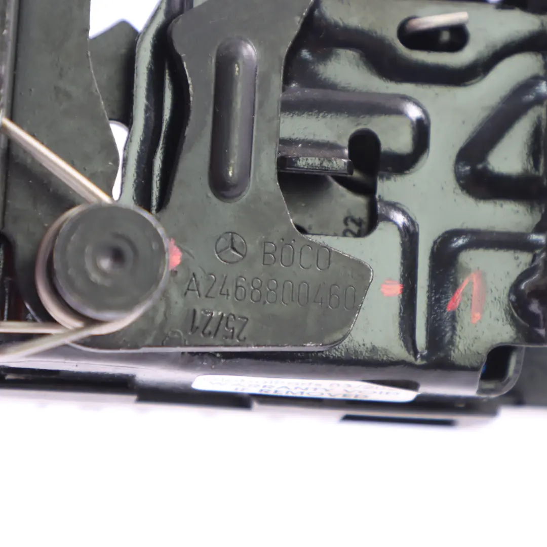 Motorhaubenentriegelung untere Riegelfalle für Mercedes W176 W246 mit Teilenummer A2468800460 Mercedes W176 W246 Motorhaubenentriegelung untere Riegelfalle - SKU A2468800460-1 - Teilenummer A2468800460
