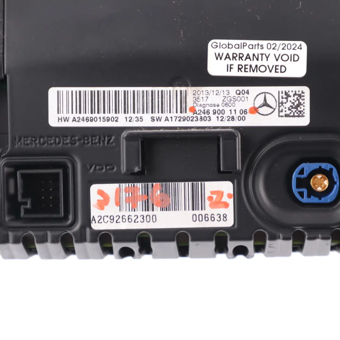  Display Screen Mercedes W176 W246 Radio Navigation Sat Nav Head Unit - SKU A2469001106 - Part number A2469001106