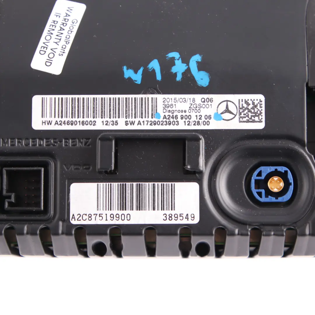 Display Bildschirm Zentrale Armaturenbrett für Mercedes W176 W246 mit Teilenummer A2469001206 Mercedes W176 W246 Display Bildschirm Zentrale Armaturenbrett - SKU A2469001206 - Teilenummer A2469001206