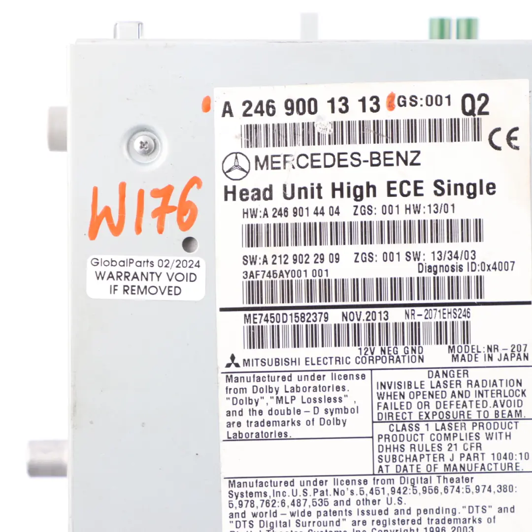 Radio CD Player Mercedes W176 W246 COMAND Nav Sat Head Unit to with Part number A2469001313 Radio CD Player Mercedes W176 W246 COMAND Nav Sat Head Unit - SKU A2469001313 - Part number A2469001313