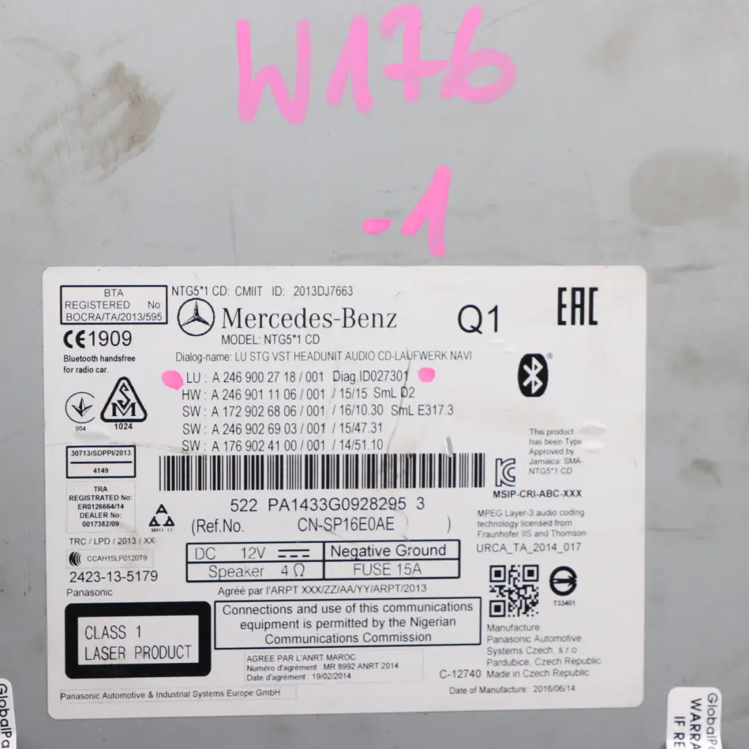 Radio CD Player Mercedes W176 W246 Audio Navigation Stereo Head Unit to with Part number A2469002718 Radio CD Player Mercedes W176 W246 Audio Navigation Stereo Head Unit - SKU A2469002718-2 - Part number A2469002718