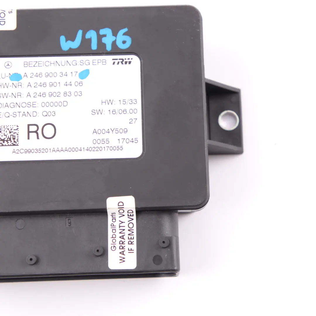 Módulo freno estacionamiento Mercedes W176 W231 W246 Unidad de control eléctrico para con número de pieza A2469003417 Módulo freno estacionamiento Mercedes W176 W231 W246 Unidad de control eléctrico - SKU A2469003417 - Número de pieza A2469003417