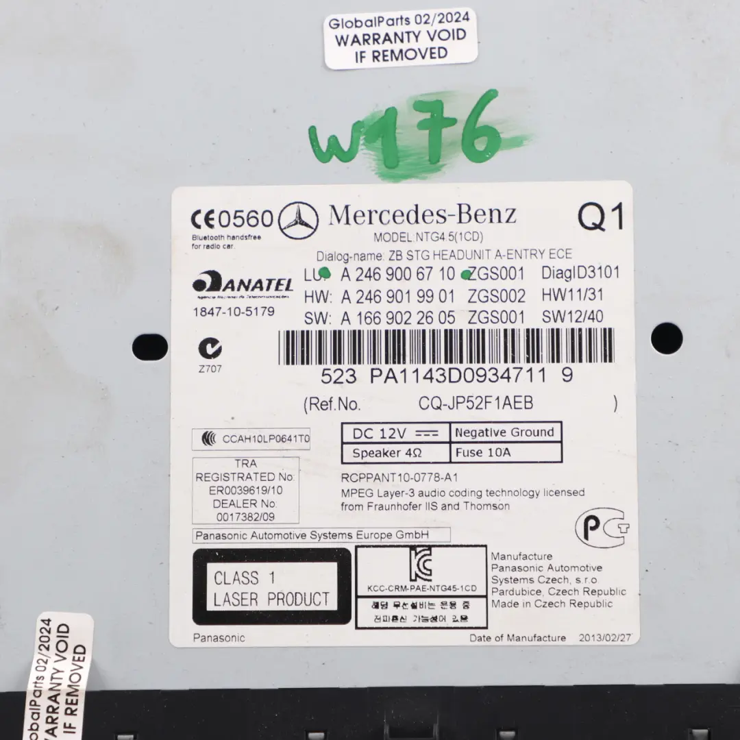 Radio CD Spieler Mercedes W176 W246 COMAND Nav Sat Hauptgerät für mit Teilenummer A2469006710 Radio CD Spieler Mercedes W176 W246 COMAND Nav Sat Hauptgerät - SKU A2469006710 - Teilenummer A2469006710