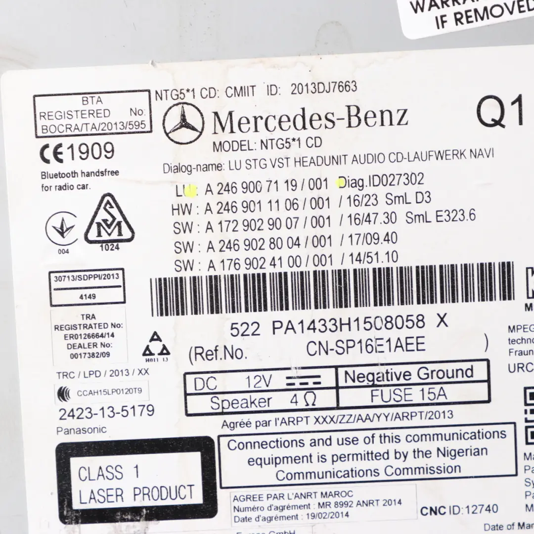 Radio CD Player Mercedes W176 W246 Audio Navigation Stereo Head Unit to with Part number A2469007119 Radio CD Player Mercedes W176 W246 Audio Navigation Stereo Head Unit - SKU A2469007119 - Part number A2469007119