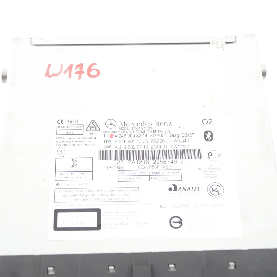  Radio CD Player Mercedes W176 W246 Audio Navigation Stereo Head Unit - SKU A2469008214 - Part number A2469008214