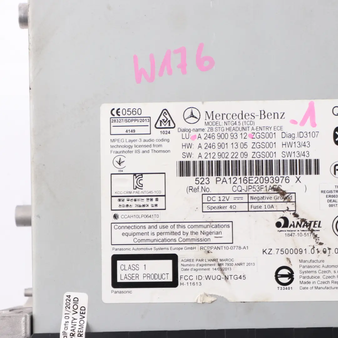 Radioodtwarzacz CD DVD Nawigacja Tel Bluetooth do Mercedes W176 o numerze A2469009312 Mercedes W176 Radioodtwarzacz CD DVD Nawigacja Tel Bluetooth - SKU A2469009312-1 - Numer Części A2469009312