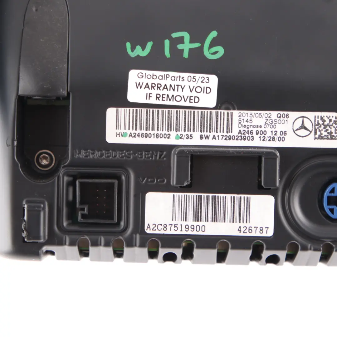 Schermo del display Mercedes W176 W246 Informazioni centrali cruscotto cruscotto - SKU A2469016002 - Numero di parte A2469016002