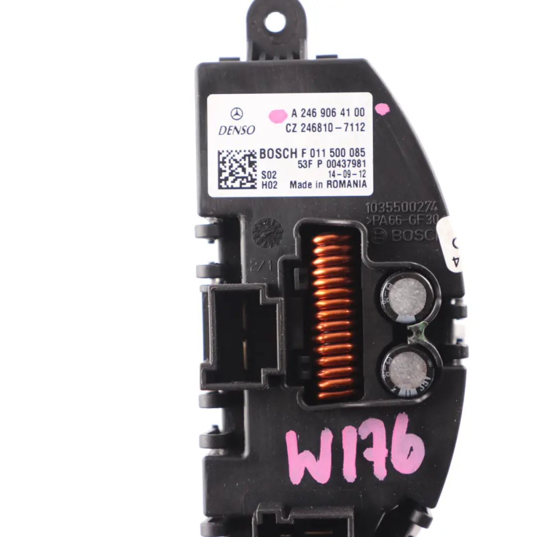 Blower Regulador Calentador Ventilador Resistor Unidad de Control para Mercedes W176 con número de pieza A2469064100 Mercedes W176 Blower Regulador Calentador Ventilador Resistor Unidad de Control - SKU A2469064100 - Número de pieza A2469064100