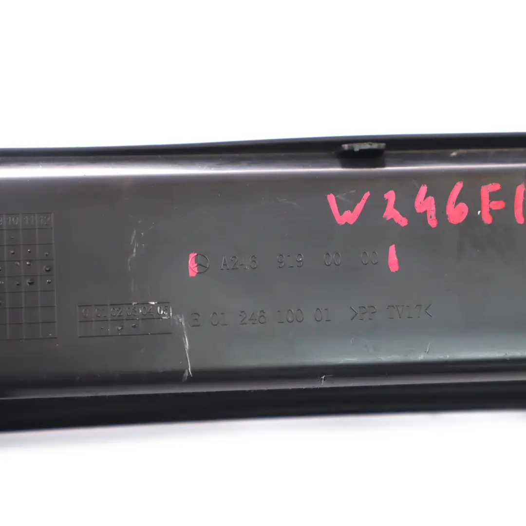 Front Left Seat Rail Guide Cover Trim Panel Black to Mercedes W246 with Part number A2469190000 Mercedes W246 Front Left Seat Rail Guide Cover Trim Panel Black - SKU A2469190000 - Part number A2469190000