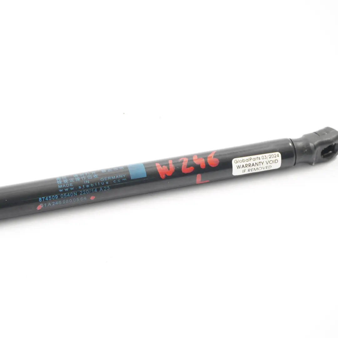 Muelle neumático trasero izquierdo del puntal de la tapa maletero para Mercedes W246 con número de pieza A2469800564 Mercedes W246 Muelle neumático trasero izquierdo del puntal de la tapa maletero - SKU A2469800564 - Número de pieza A2469800564