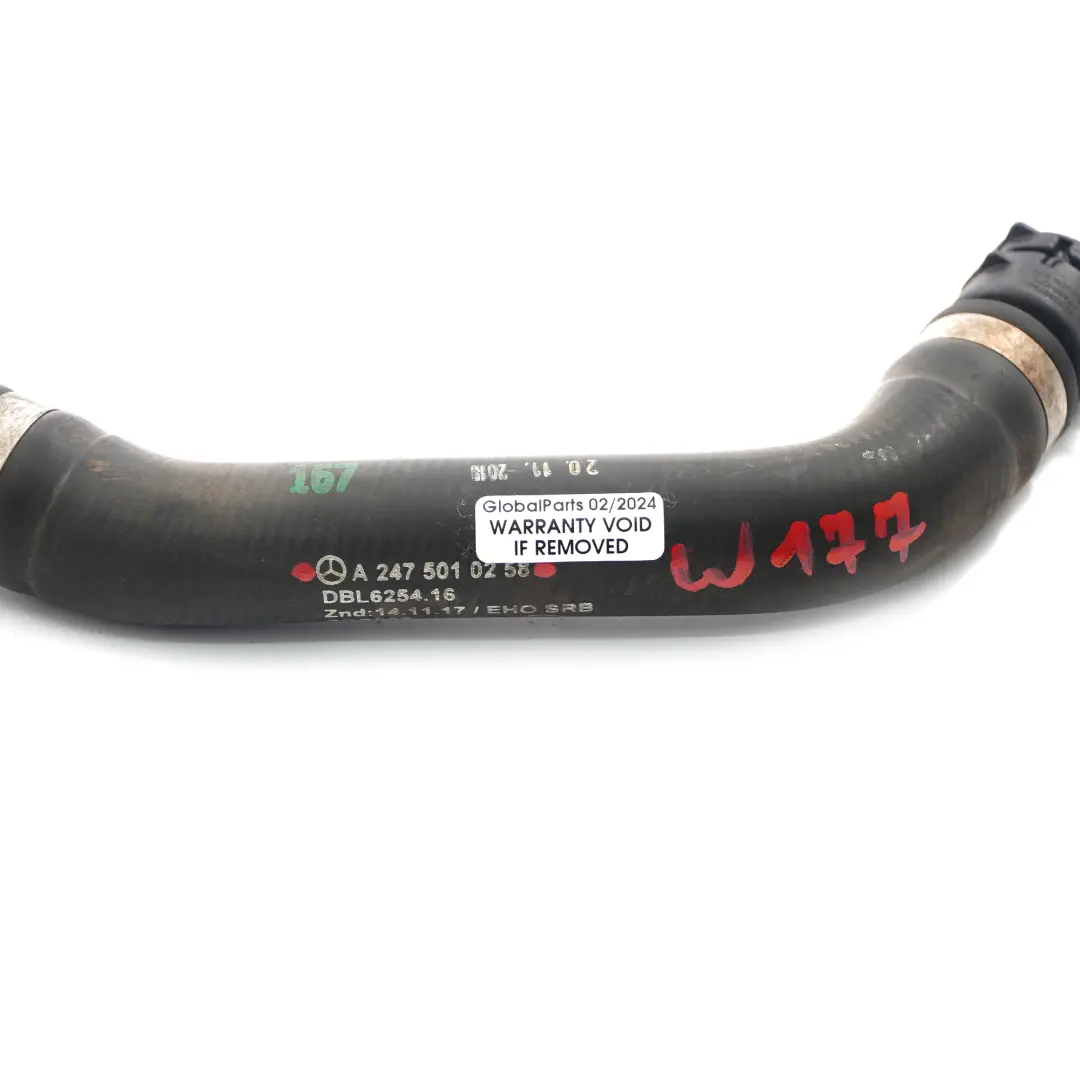 Water Hose Mercedes C118 W177 W247 Engine Coolant Pipe Line to with Part number A2475010258 Water Hose Mercedes C118 W177 W247 Engine Coolant Pipe Line - SKU A2475010258 - Part number A2475010258