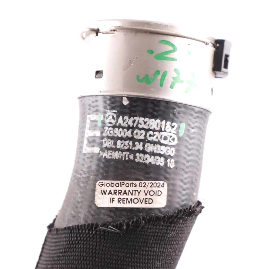 Hose Mercedes C118 W177 W247 M282 Charge Air Pipe Line to Intercooler with Part number A2475280182 Intercooler Hose Mercedes C118 W177 W247 M282 Charge Air Pipe Line - SKU A2475280182 - Part number A2475280182