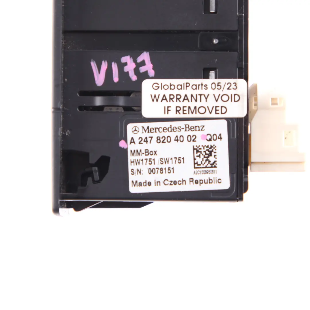 USB Port Socket Plug Connector Unit MM-BOX to Mercedes W177 W213 W247 with Part number A2478204002 Mercedes W177 W213 W247 USB Port Socket Plug Connector Unit MM-BOX - SKU A2478204002 - Part number A2478204002