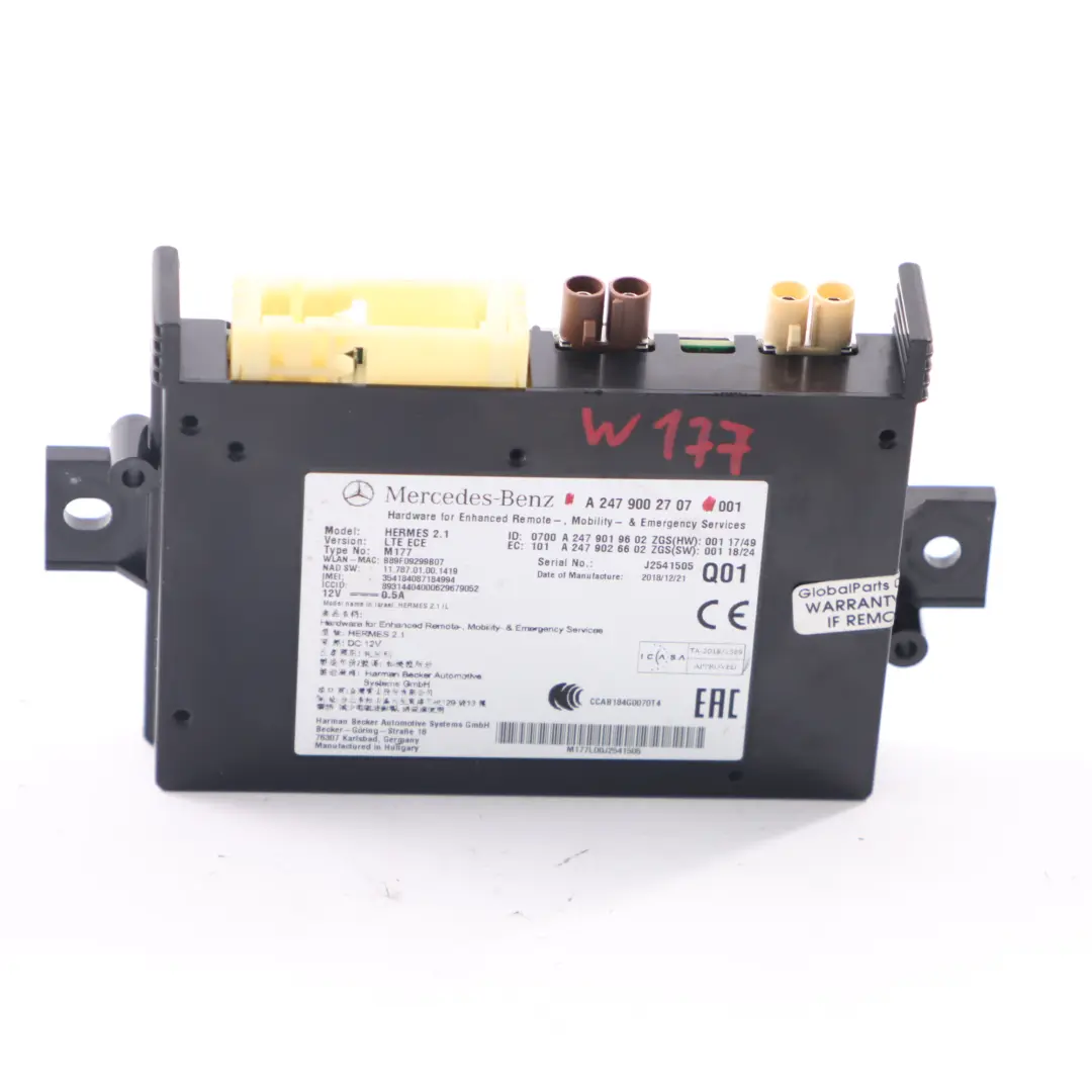  Module de communication Mercedes W177 W247 Hermes LTE Control Unit - SKU A2479002707 - Numéro de pièce A2479002707