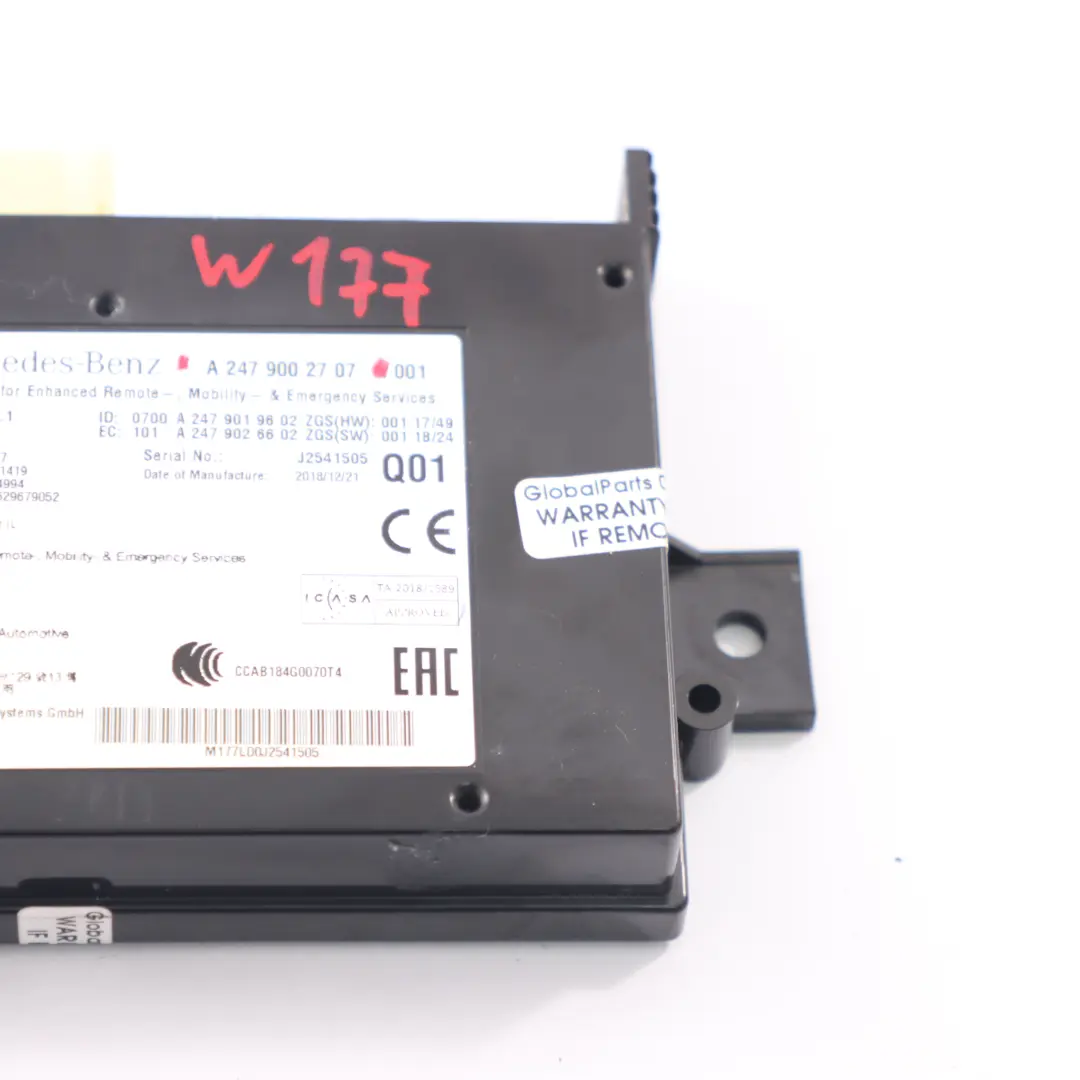  Modulo comunicazione Mercedes W177 W247 Hermes LTE Unità controllo - SKU A2479002707 - Numero di parte A2479002707