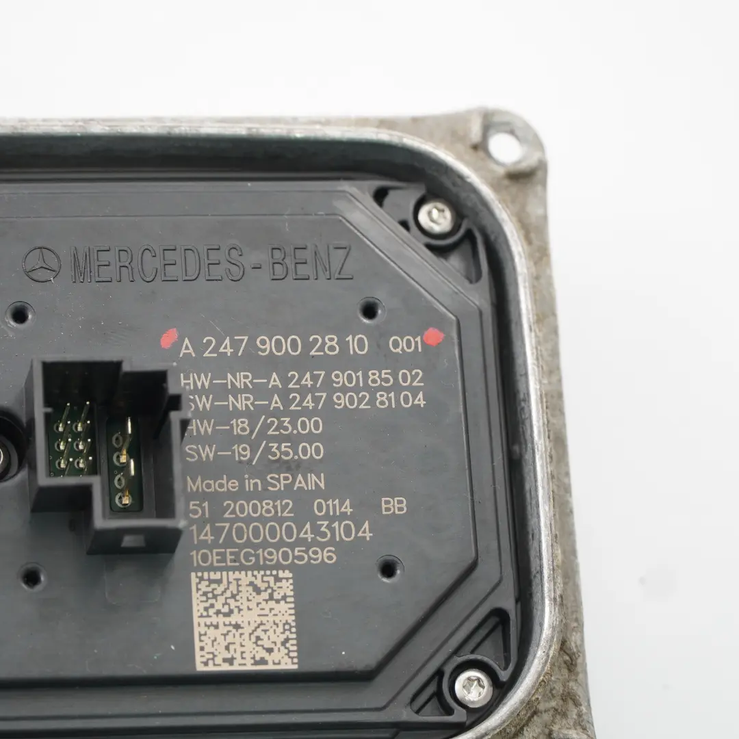 Faro LED Voltaje Convertidor Módulo Delantero Izquierdo para Mercedes W177 con número de pieza A2479002810 Mercedes W177 Faro LED Voltaje Convertidor Módulo Delantero Izquierdo - SKU A2479002810 - Número de pieza A2479002810