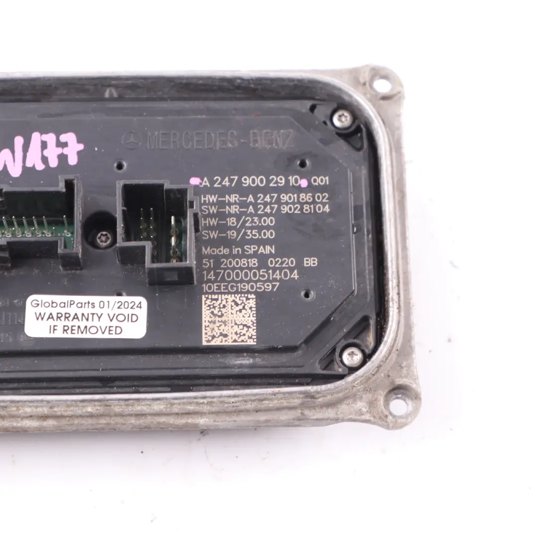 Headlight Module Mercedes W177 W247 LED Ballast Unit Right O/S to with Part number A2479002910 Headlight Module Mercedes W177 W247 LED Ballast Unit Right O/S - SKU A2479002910 - Part number A2479002910