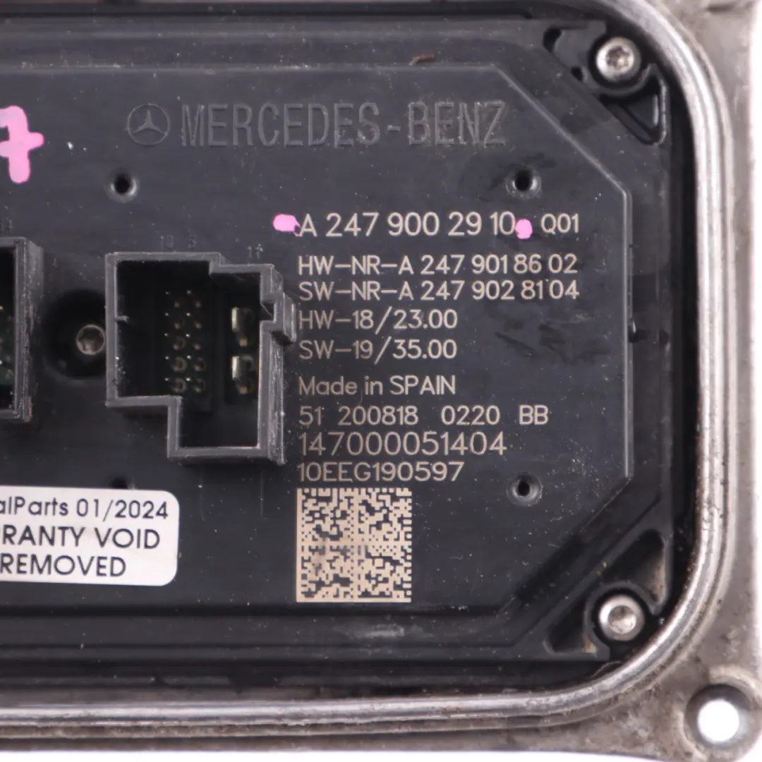 Headlight Module Mercedes W177 W247 LED Ballast Unit Right O/S to with Part number A2479002910 Headlight Module Mercedes W177 W247 LED Ballast Unit Right O/S - SKU A2479002910 - Part number A2479002910