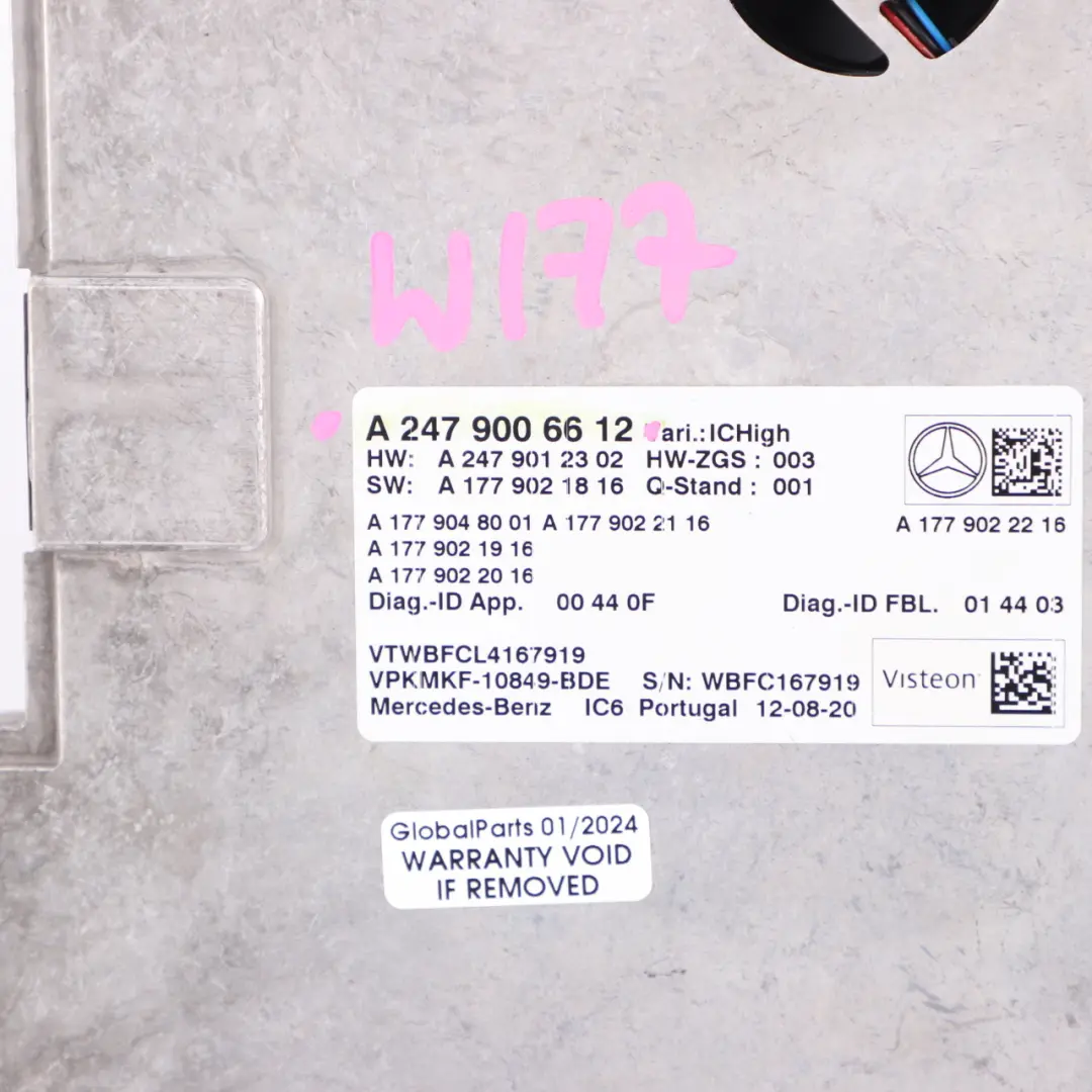 Control Unit Module ECU High to Mercedes W177 W247 with Part number A2479006612 Mercedes W177 W247 Control Unit Module ECU High - SKU A2479006612 - Part number A2479006612