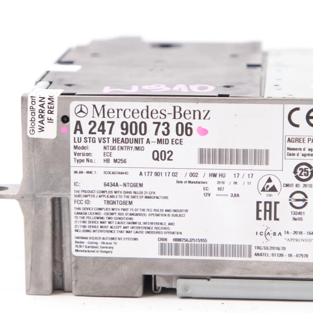  Radio Head Unit Mercedes Sprinter W907 W910 COMAND Navigation - SKU A2479007306 - Part number A2479007306