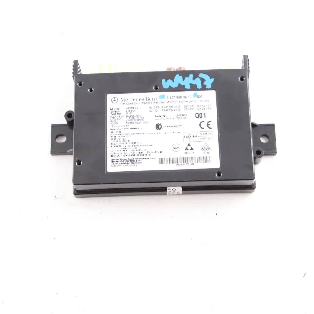 Module Bluetooth Mercedes W247 W447 Unité de contrôle multimédia ECU pour à propos du numéro de pièce A2479009412 Module Bluetooth Mercedes W247 W447 Unité de contrôle multimédia ECU - SKU A2479009412 - Numéro de pièce A2479009412