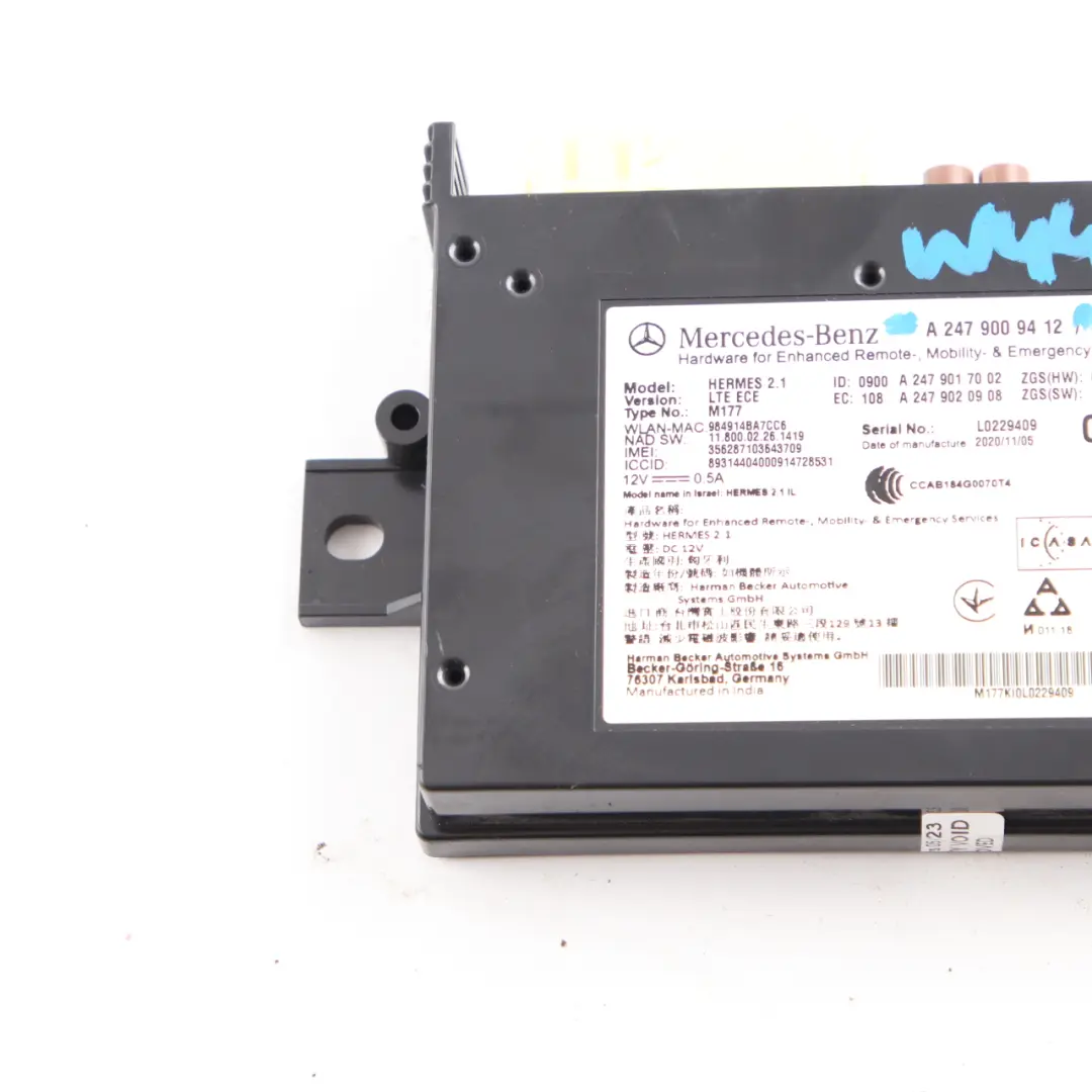Module Bluetooth Mercedes W247 W447 Unité de contrôle multimédia ECU pour à propos du numéro de pièce A2479009412 Module Bluetooth Mercedes W247 W447 Unité de contrôle multimédia ECU - SKU A2479009412 - Numéro de pièce A2479009412