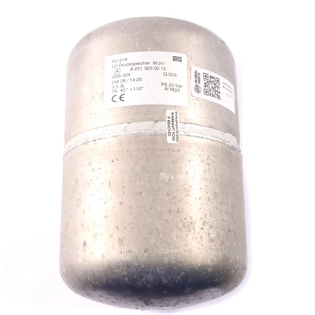 Depósito de Suspensión de Aire para Mercedes W251 con número de pieza A2513200015 Mercedes W251 Depósito de Suspensión de Aire - SKU A2513200015 - Número de pieza A2513200015