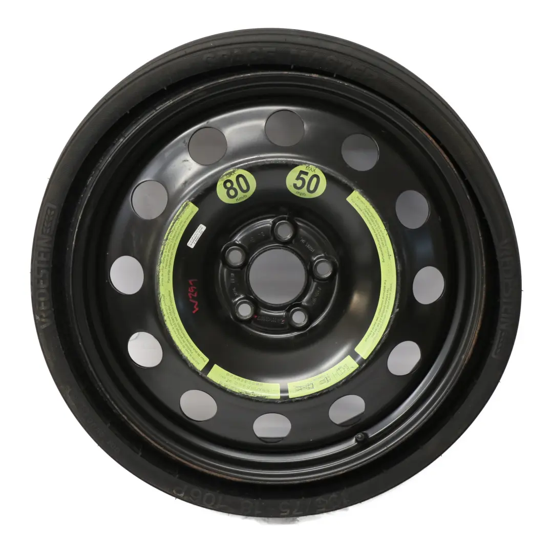 Stahl Kompakt Ersatzrad Stahl R18 6,5J Reifen 195/75 für Mercedes W251 mit Teilenummer A2514000002 Mercedes W251 Stahl Kompakt Ersatzrad Stahl R18 6,5J Reifen 195/75 - SKU A2514000002 - Teilenummer A2514000002