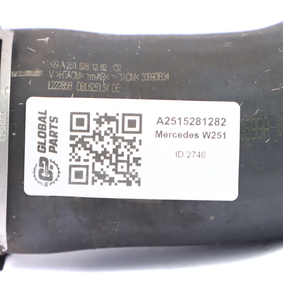 Mercedes W251 OM642 Manguera de entrada del intercooler Línea del turbocompresor - SKU A2515281282 - Número de pieza A2515281282