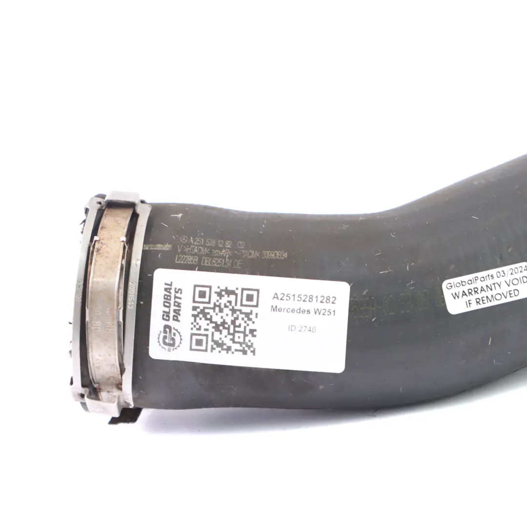 OM642 Manguera de entrada del intercooler Línea del turbocompresor para Mercedes W251 con número de pieza A2515281282 Mercedes W251 OM642 Manguera de entrada del intercooler Línea del turbocompresor - SKU A2515281282 - Número de pieza A2515281282