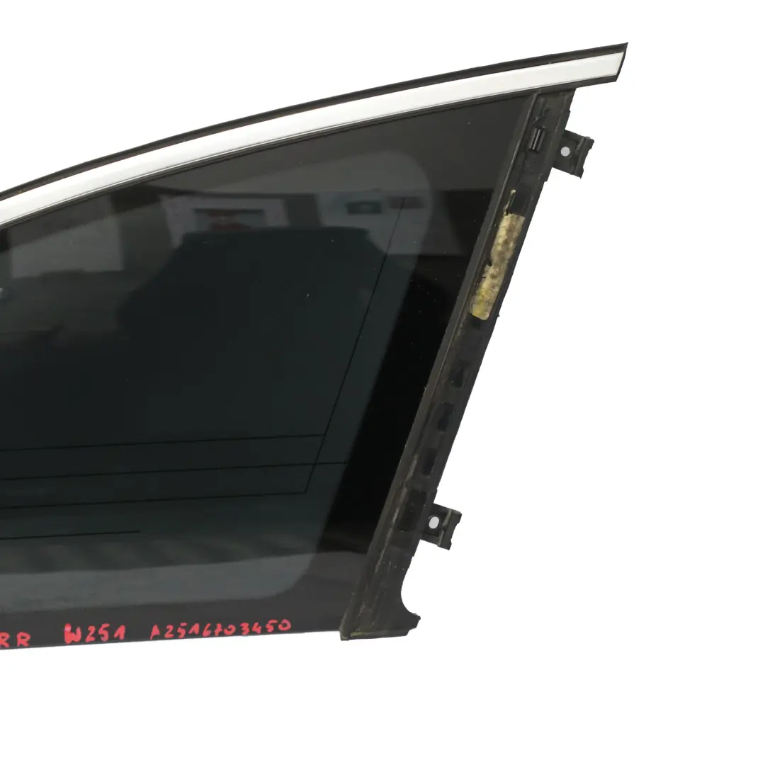 Side Window Glass Rear Right O/S Tinted to Mercedes W251 with Part number A2516703450 Mercedes W251 Side Window Glass Rear Right O/S Tinted - SKU A2516703450 - Part number A2516703450
