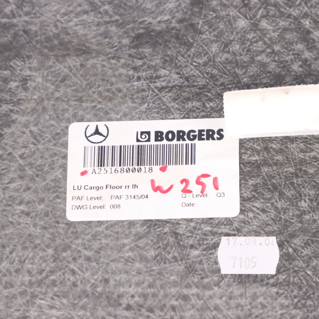 Floor Cover Left N/S Panel Footwell Trim Panel Mercedes W251 - SKU A2516800018 - Part number A2516800018