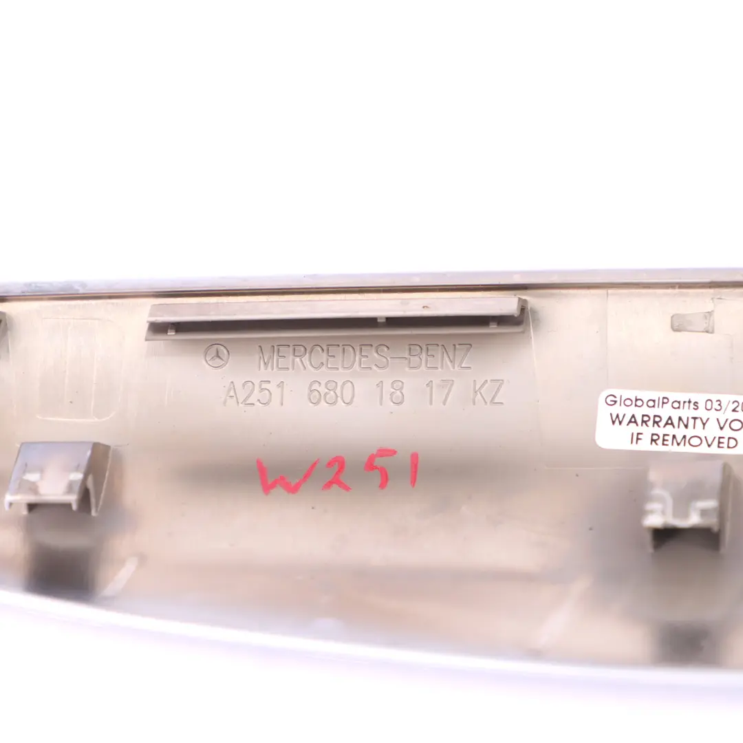 Centre Console Trim Panel Front Right O/S Cover to Mercedes W251 with Part number A2516801817 Mercedes W251 Centre Console Trim Panel Front Right O/S Cover - SKU A2516801817 - Part number A2516801817