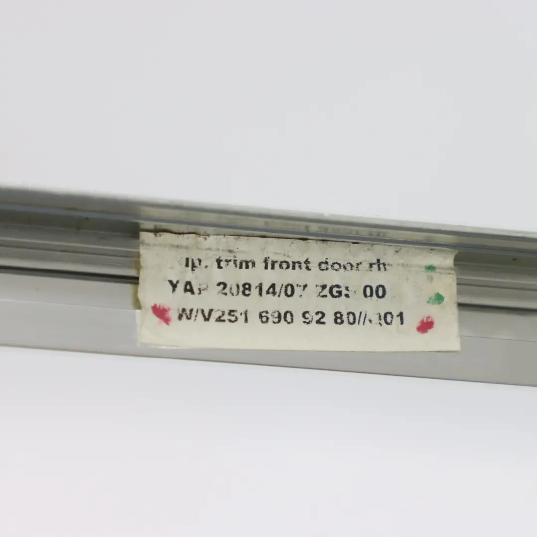 Front Door Window Trim Strip Right O/S Chrome A2516981480 to Mercedes W251 with Part number A2516909280 Mercedes W251 Front Door Window Trim Strip Right O/S Chrome A2516981480 - SKU A2516909280 - Part number A2516909280