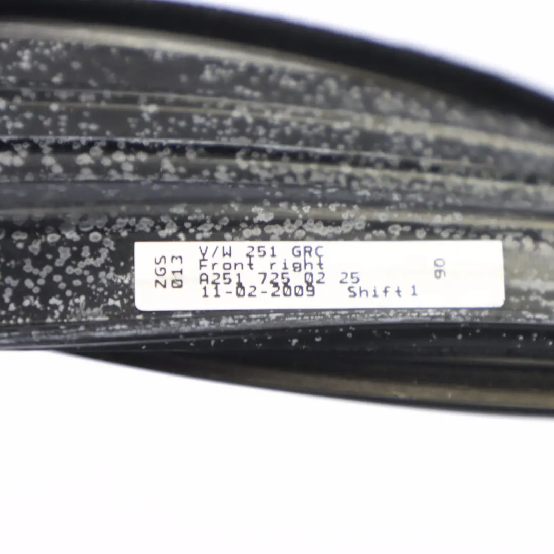 Finestrino Guida Guarnizione Porta anteriore destra per Mercedes W251 con numero di parte A2517250225 Mercedes W251 Finestrino Guida Guarnizione Porta anteriore destra - SKU A2517250225 - Numero di parte A2517250225