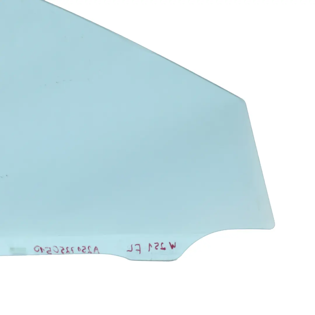 Vitre de porte avant gauche N/S pour Mercedes W251 à propos du numéro de pièce A2517250510 Mercedes W251 Vitre de porte avant gauche N/S - SKU A2517250510 - Numéro de pièce A2517250510