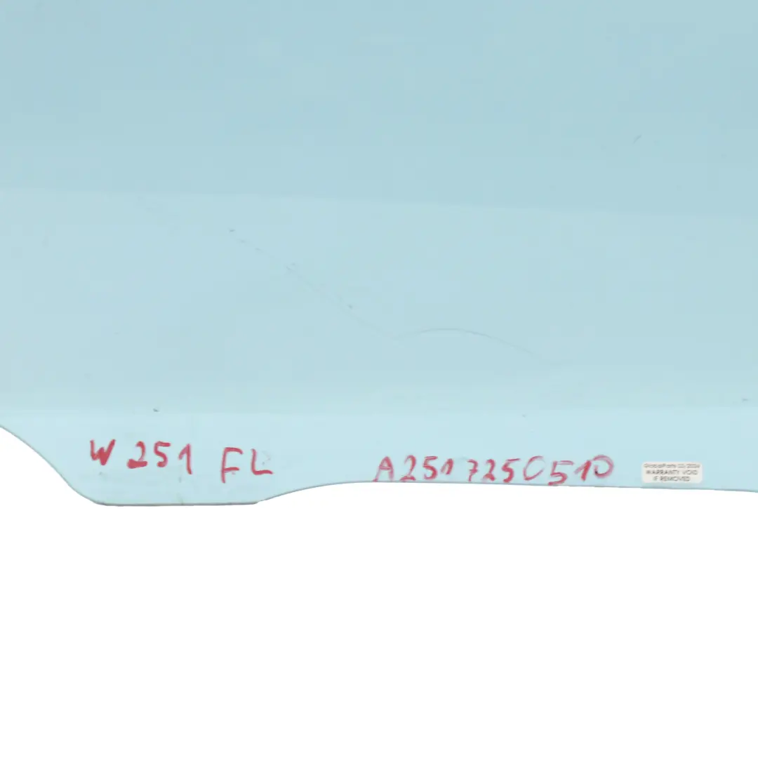 Szyba Drzwi Lewy Przód do Mercedes W251 o numerze A2517250510 Mercedes W251 Szyba Drzwi Lewy Przód - SKU A2517250510 - Numer Części A2517250510