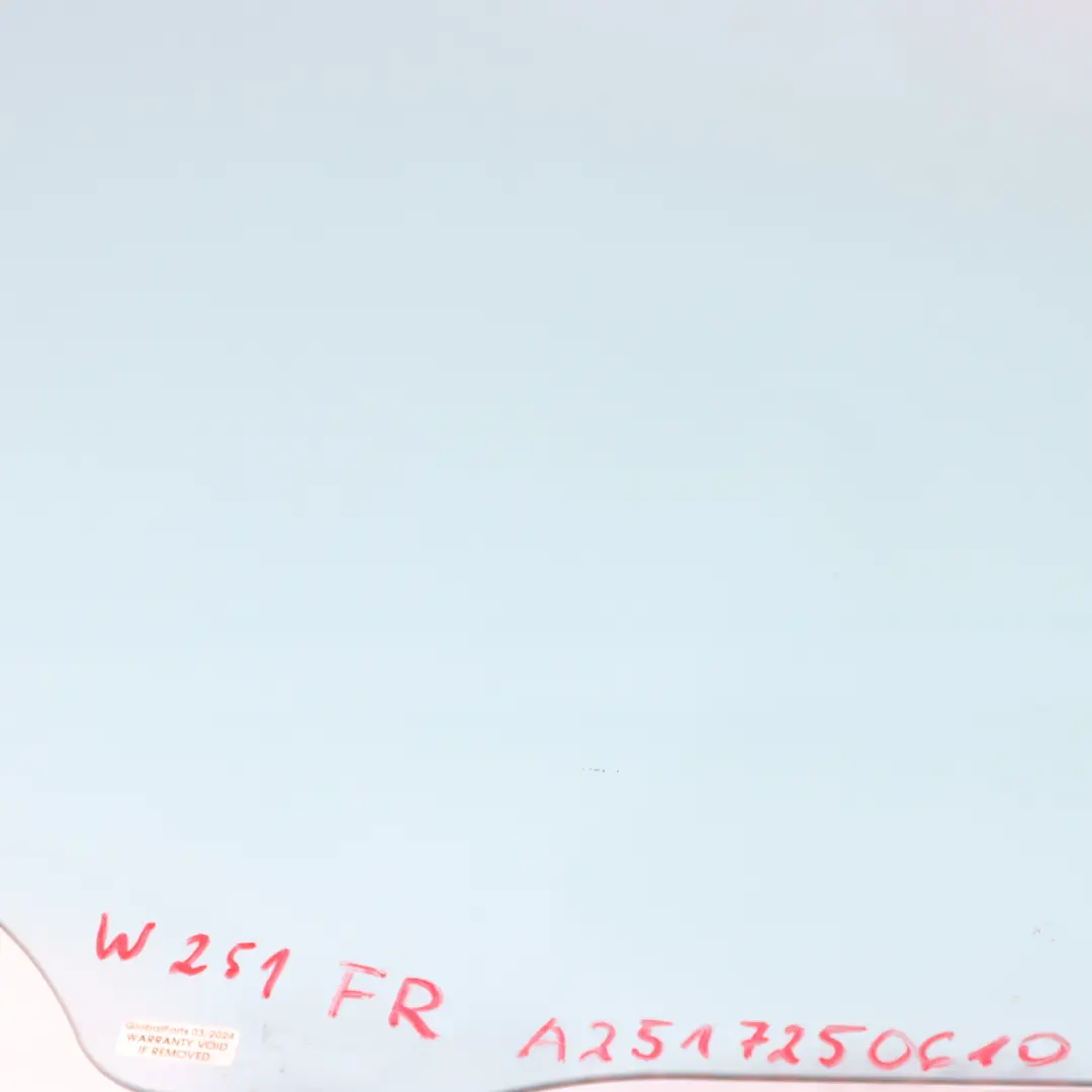 Vetro Finestra Porta Anteriore Destra Vetri Blu AS2 per Mercedes W251 con numero di parte A2517250610 Mercedes W251 Vetro Finestra Porta Anteriore Destra Vetri Blu AS2 - SKU A2517250610 - Numero di parte A2517250610