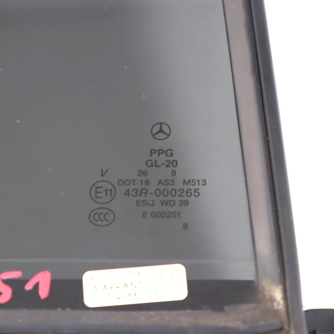 Window Glass Rear Right Door O/S Tinted Glazing AS3 to Mercedes W251 with Part number A2517302455 Mercedes W251 Window Glass Rear Right Door O/S Tinted Glazing AS3 - SKU A2517302455 - Part number A2517302455