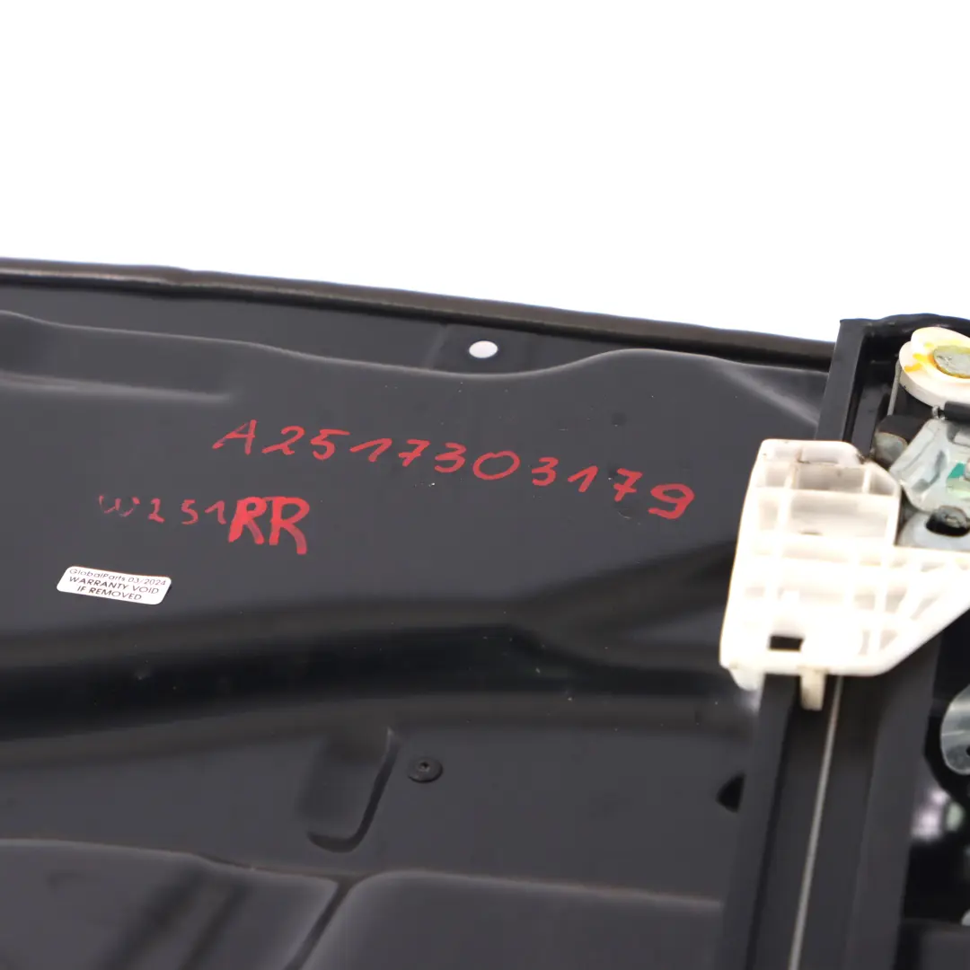 Window Lifter Regulator Rear Right O/S Door Card Panel to Mercedes W251 with Part number A2517303179 Mercedes W251 Window Lifter Regulator Rear Right O/S Door Card Panel - SKU A2517303179 - Part number A2517303179