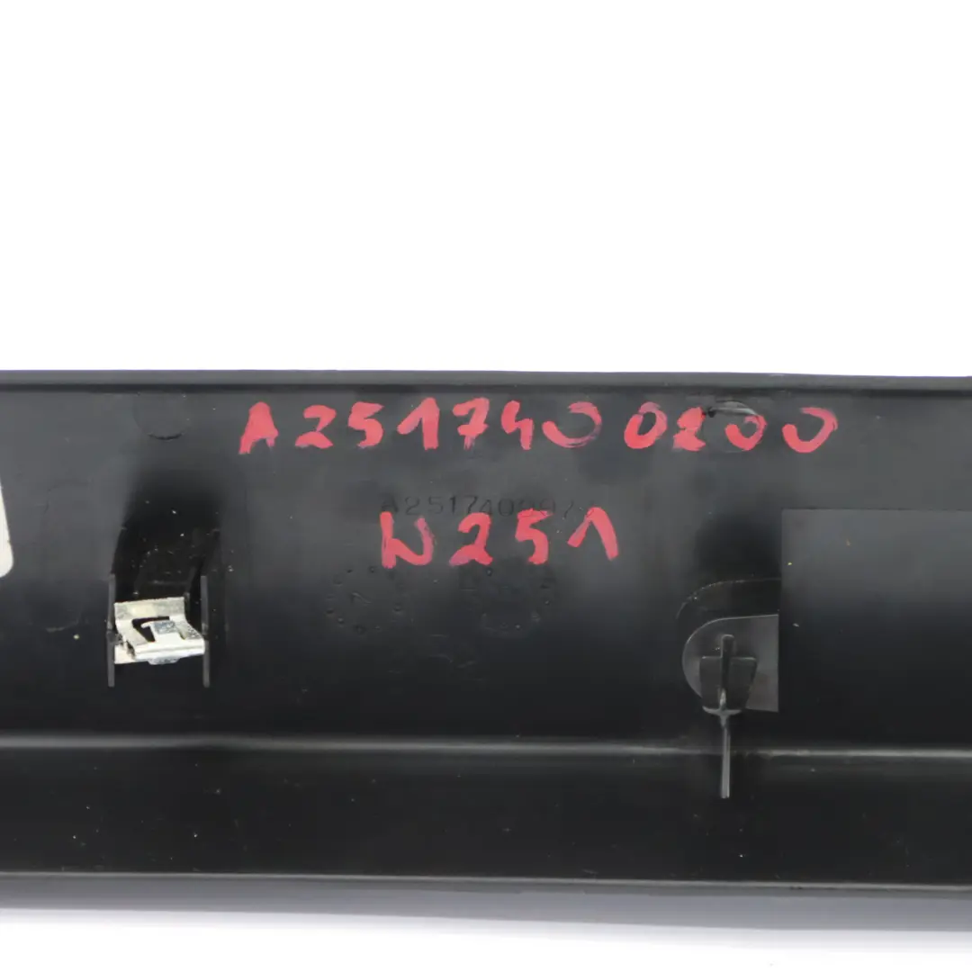Boot Trunk Lid Cover Trim Upper Middle Black A2517400070 to Mercedes W251 with Part number A2517400200 Mercedes W251 Boot Trunk Lid Cover Trim Upper Middle Black A2517400070 - SKU A2517400200 - Part number A2517400200