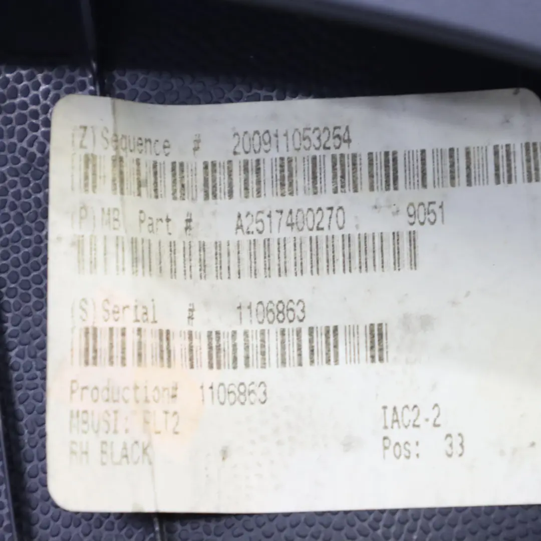 Mercedes W251 Kofferraum deckel Verkleidung oben rechts Schwarz A2517400270 - SKU A2517400400 - Teilenummer A2517400400