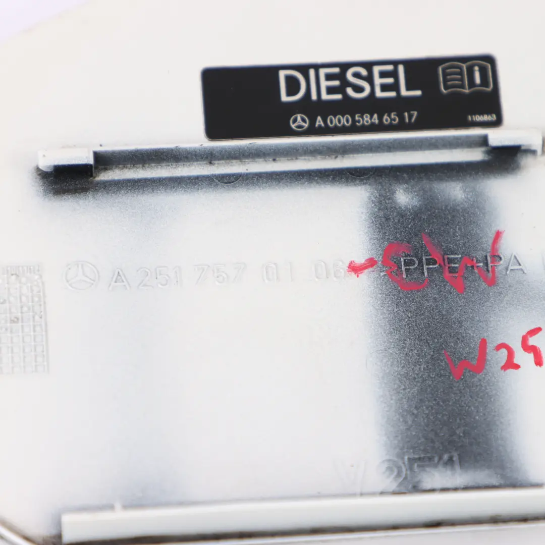 Flap Tank Cap Cover Calcite White - 650 to Mercedes W251 Fuel with Part number A2517570106 Mercedes W251 Fuel Flap Tank Cap Cover Calcite White - 650 - SKU A2517570106-CW - Part number A2517570106