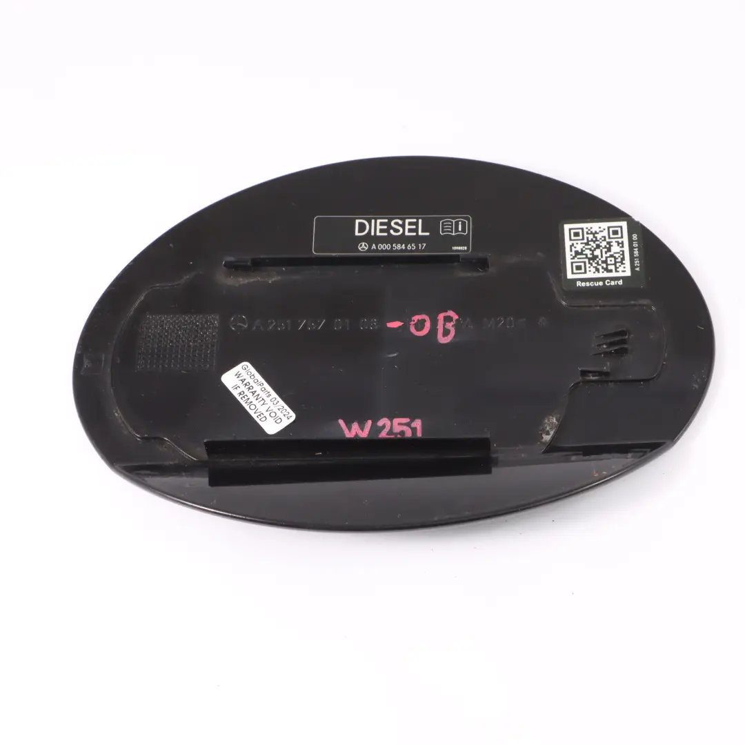 Mercedes W251 Fuel Flap Tank Cap Cover Obsidian Black Metallic - 197 - SKU A2517570106-OB - Part number A2517570106