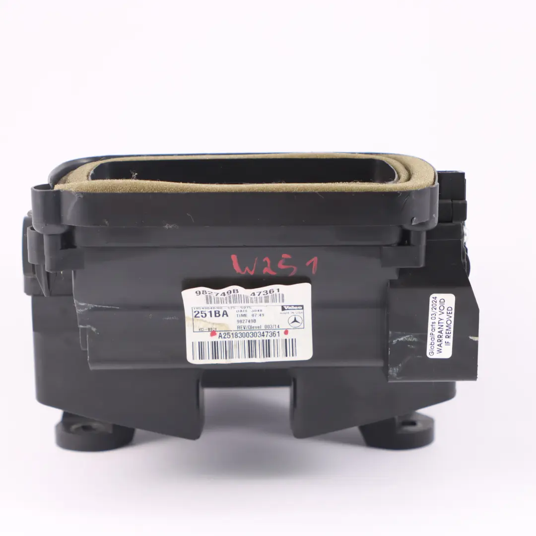 Mercedes W251 Centre Console Rear Air Vent Nozzle Grill Tray - SKU A2518300303 - Part number A2518300303