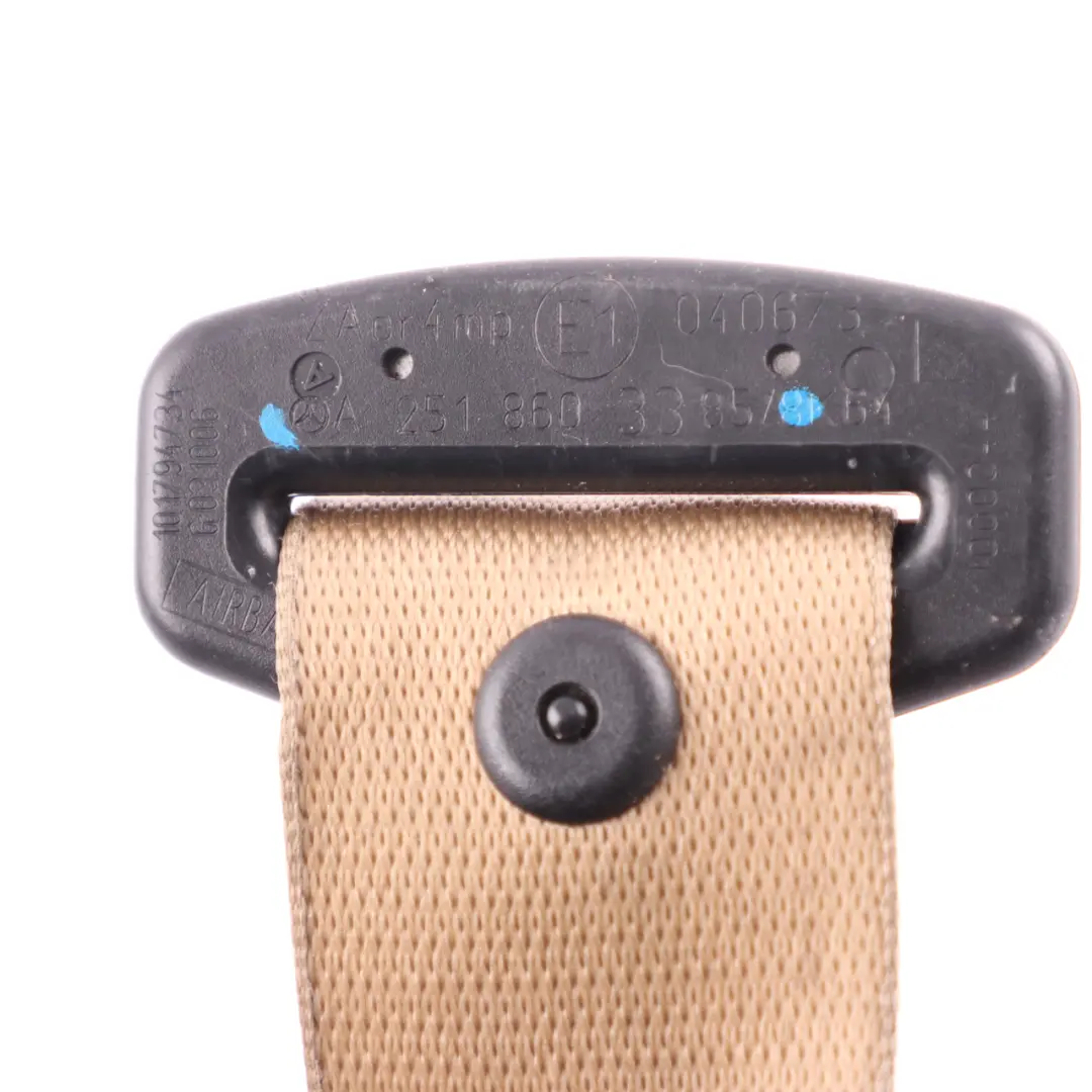 Belt Front Left N/S Upper seatbelt Beige to Mercedes ML W164 Seat with Part number A2518603385 Mercedes ML W164 Seat Belt Front Left N/S Upper seatbelt Beige - SKU A2518603385 - Part number A2518603385