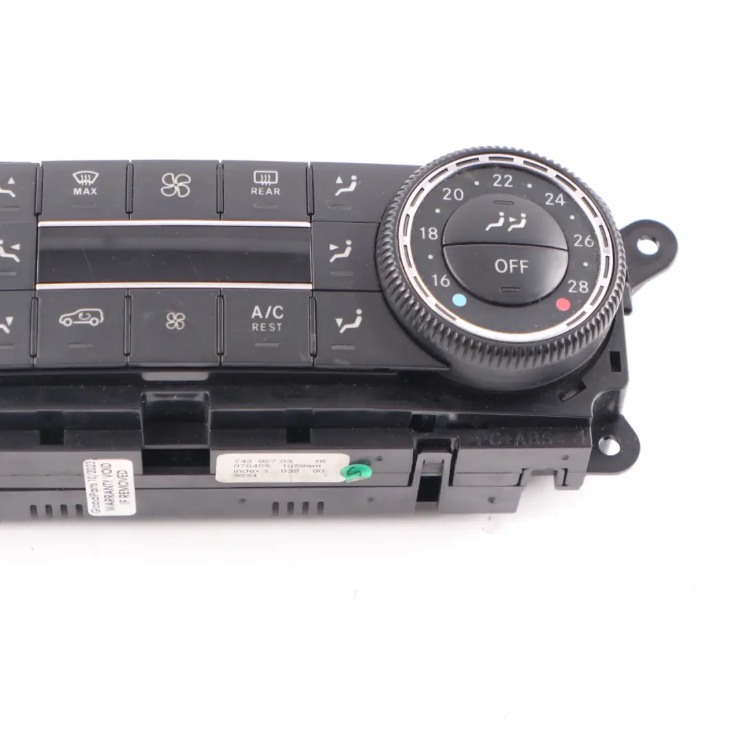 A/C Heater Climate Control Unit Switch Panel to Mercedes ML W164 with Part number A2518702289 Mercedes ML W164 A/C Heater Climate Control Unit Switch Panel - SKU A2518702289 - Part number A2518702289
