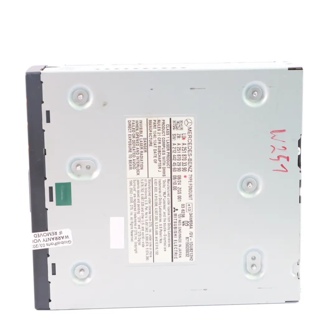 Pasajeros Traseros Entretenimiento Unidad de Control para Mercedes W251 con número de pieza A2518703390 Mercedes W251 Pasajeros Traseros Entretenimiento Unidad de Control - SKU A2518703390 - Número de pieza A2518703390