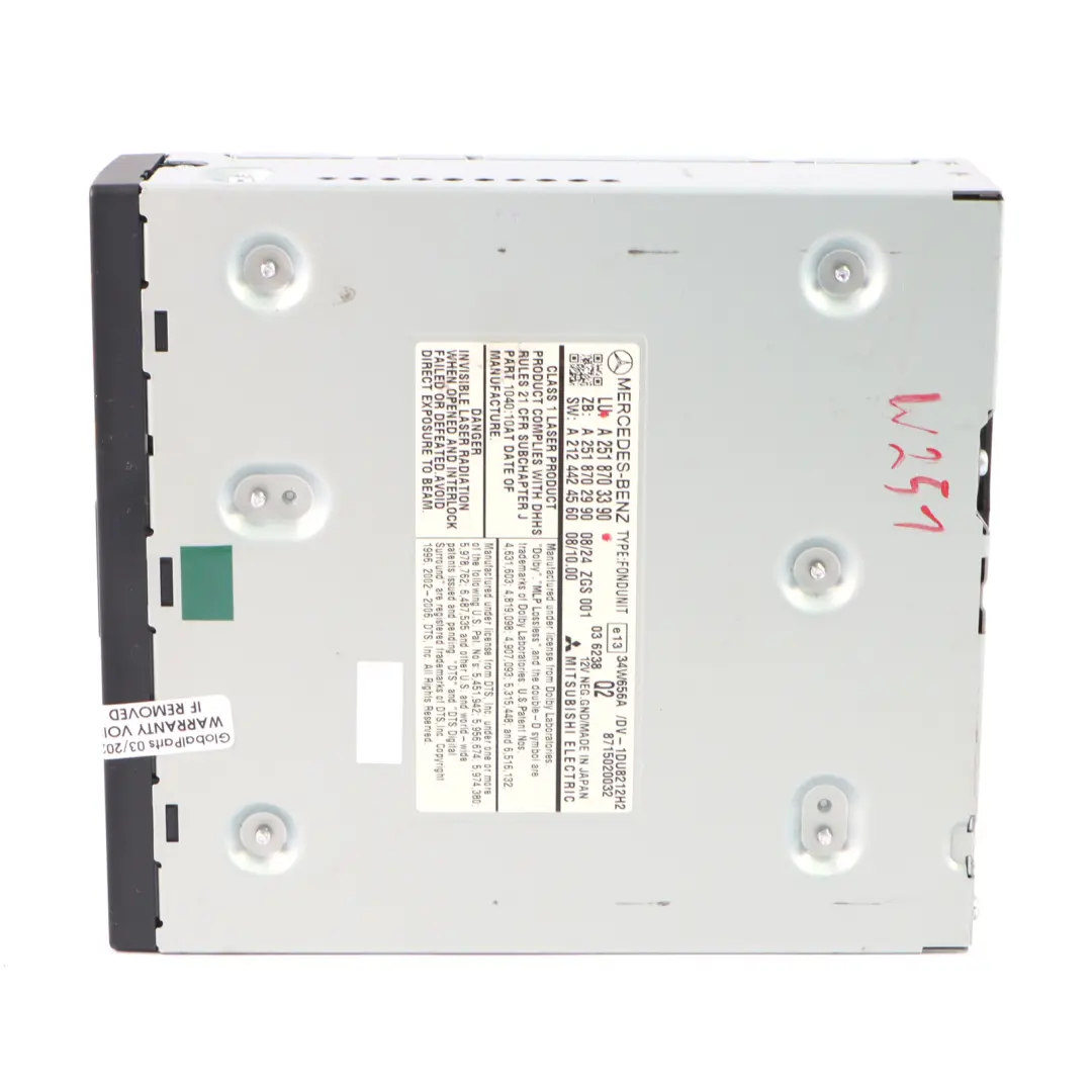 Pasajeros Traseros Entretenimiento Unidad de Control para Mercedes W251 con número de pieza A2518703390 Mercedes W251 Pasajeros Traseros Entretenimiento Unidad de Control - SKU A2518703390 - Número de pieza A2518703390